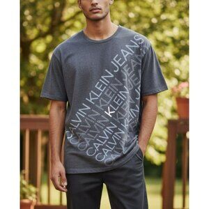 Calvin Klein Jeans boys Grey Graphic T-Shirt XL 50% Cotton 50% Polyester 17 x 26
